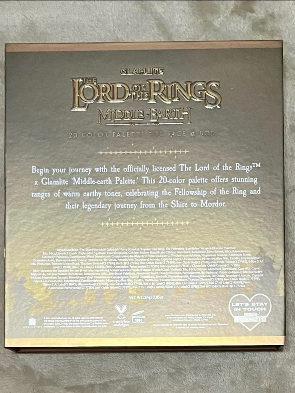 Glamlite x The Lord of The Rings Middle-Earth Eyeshadow Palette Limited Ed - NIB